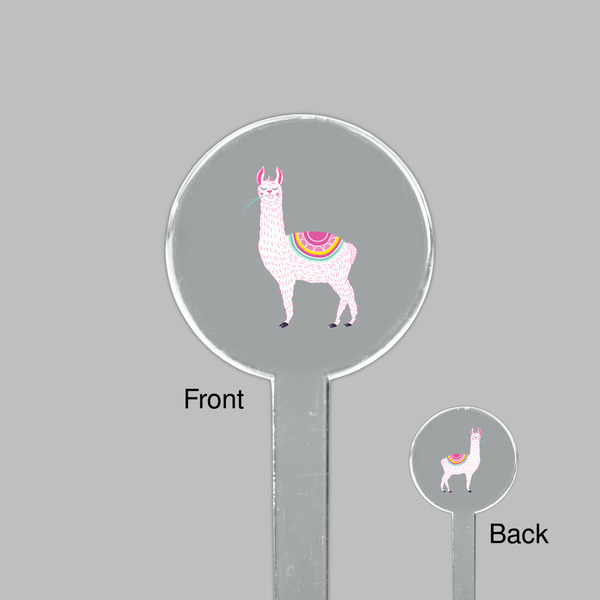 Llamas Clear Plastic 7" Stir Stick - Round - Front & Back