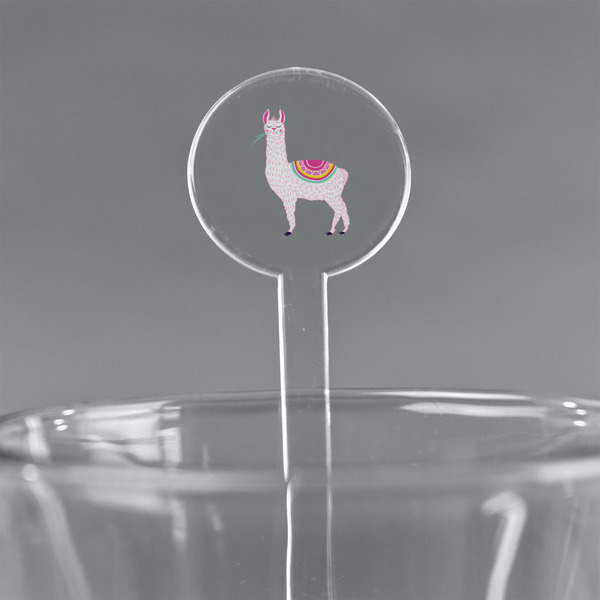 Custom Llamas 7" Round Plastic Stir Sticks - Clear