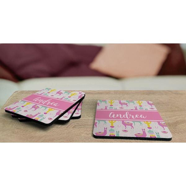 Llamas Coaster Rubber Back - On Coffee Table