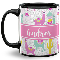 Llamas 11 Oz Coffee Mug - Black (Personalized)