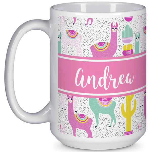 Custom Llamas 15 Oz Coffee Mug - White (Personalized)