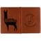 Llamas Cognac Leather Passport Holder Outside Double Sided - Apvl