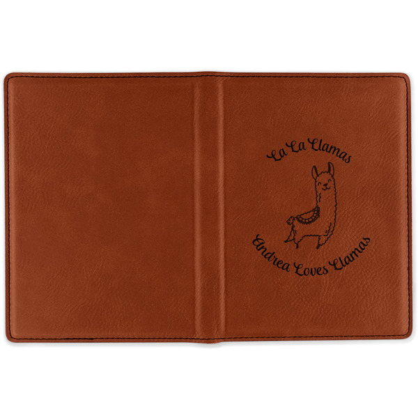 Llamas Cognac Leather Passport Holder Outside Single Sided - Apvl