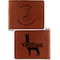 Llamas Cognac Leatherette Bifold Wallets - Front and Back