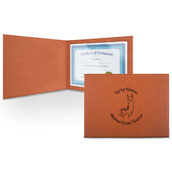Llamas Leatherette Certificate Holder - Front (Personalized)