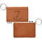 Llamas Cognac Leatherette Keychain ID Holders - Front Apvl