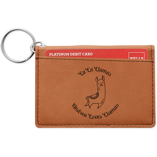 Custom Llamas Leatherette Keychain ID Holder - Single Sided (Personalized)