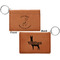 Llamas Cognac Leatherette Keychain ID Holders - Front and Back Apvl