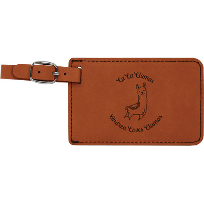 Llamas Leatherette Luggage Tag (Personalized)
