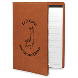 Llamas Leatherette Portfolio with Notepad - Large - Single Sided (Personalized)