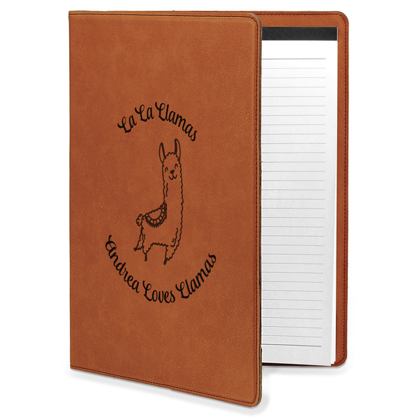 Custom Llamas Leatherette Portfolio with Notepad - Large - Single Sided (Personalized)