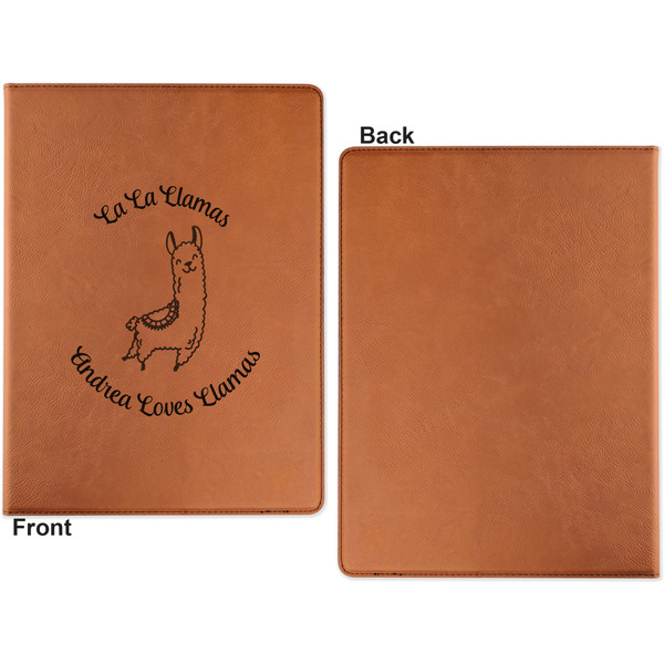 Llamas Cognac Leatherette Portfolios with Notepad - Large - Single Sided - Apvl