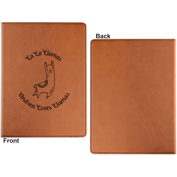 Llamas Cognac Leatherette Portfolios with Notepad - Small - Single Sided- Apvl