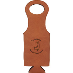 Llamas Leatherette Wine Tote - Double Sided (Personalized)