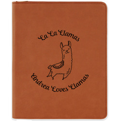 Llamas Leatherette Zipper Portfolio with Notepad - Single Sided (Personalized)
