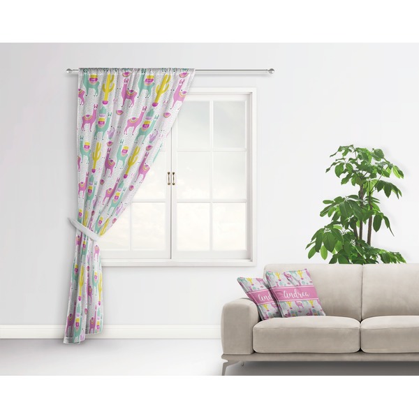 Llamas Curtain With Window and Rod - in Room Matching Pillow