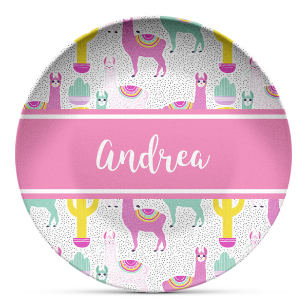 Custom Llamas Microwave Safe Plastic Plate - Composite Polymer (Personalized)
