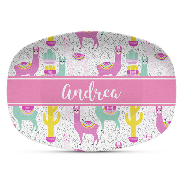 Custom Llamas Plastic Platter - Microwave & Oven Safe Composite Polymer (Personalized)