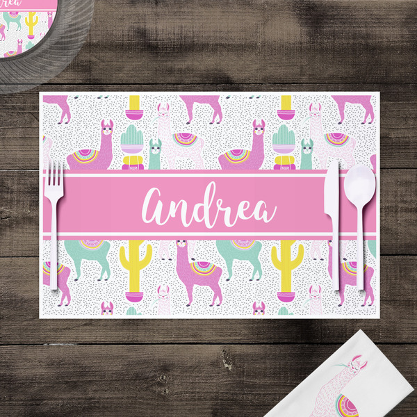Llamas Disposable Paper Placemat - In Context