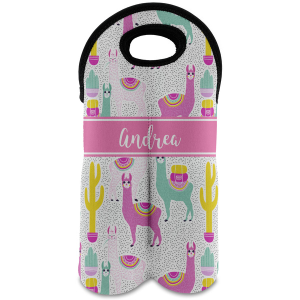 Custom Llamas Wine Tote Bag (2 Bottles) (Personalized)
