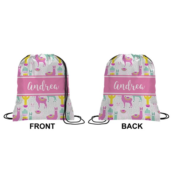 Llamas Drawstring Backpack Front & Back Medium