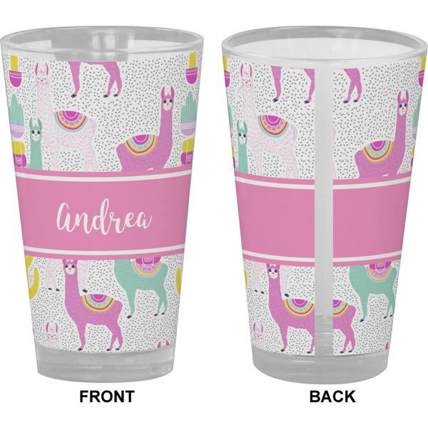 Llamas Pint Glass - Full Color - Front & Back Views