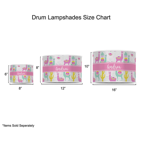Llamas Drum Lampshades - Sizing Chart
