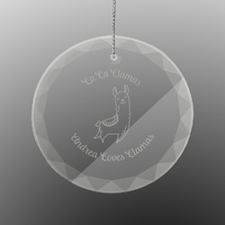 Llamas Engraved Glass Ornament - Round (Personalized)