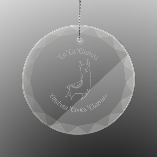 Custom Llamas Engraved Glass Ornament - Round (Personalized)