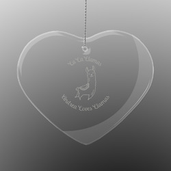 Llamas Engraved Glass Ornament - Heart (Personalized)