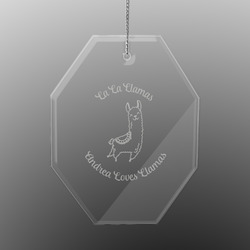 Llamas Engraved Glass Ornament - Octagon (Personalized)