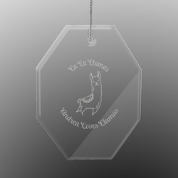 Llamas Engraved Glass Ornament - Octagon (Personalized)