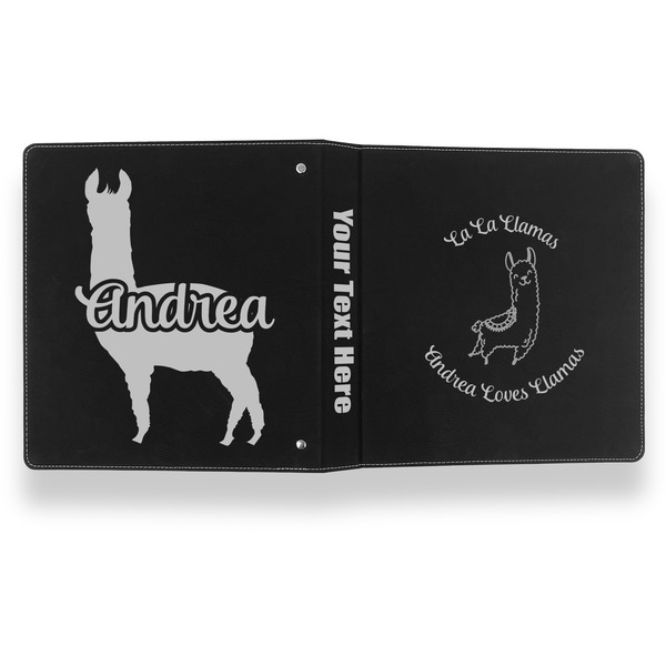 Llamas Leather Binder - 1" - Black- Back Spine Front View