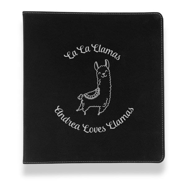Custom Llamas Leather Binder - 1" - Black (Personalized)
