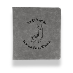 Llamas Leather Binder - 1" - Grey (Personalized)