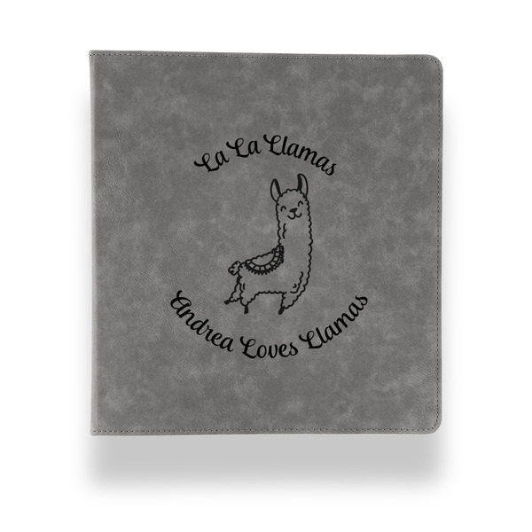 Llamas Leather Binder - 1" - Grey - Front View