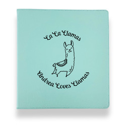 Llamas Leather Binder - 1" - Teal (Personalized)