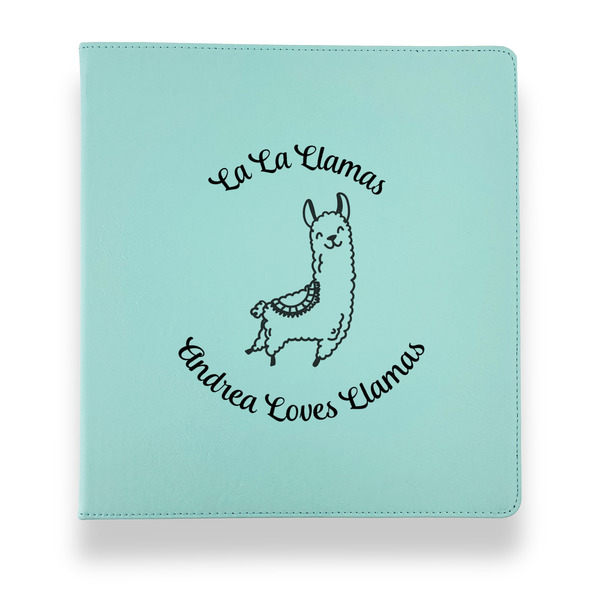 Llamas Leather Binders - 1" - Teal - Front View