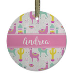 Llamas Flat Glass Ornament - Round w/ Name or Text