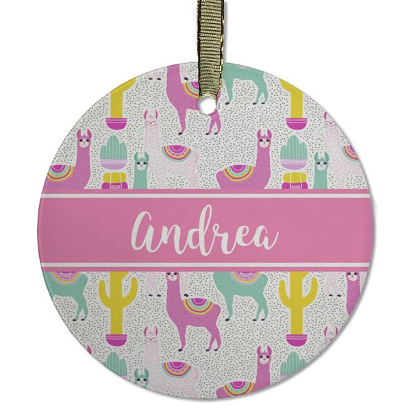 Llamas Frosted Glass Ornament - Round