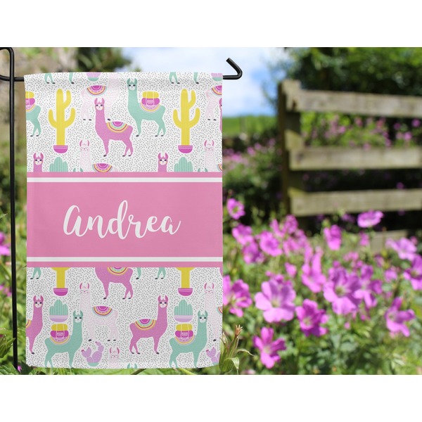 Llamas Garden Flag - Outside In Flowers