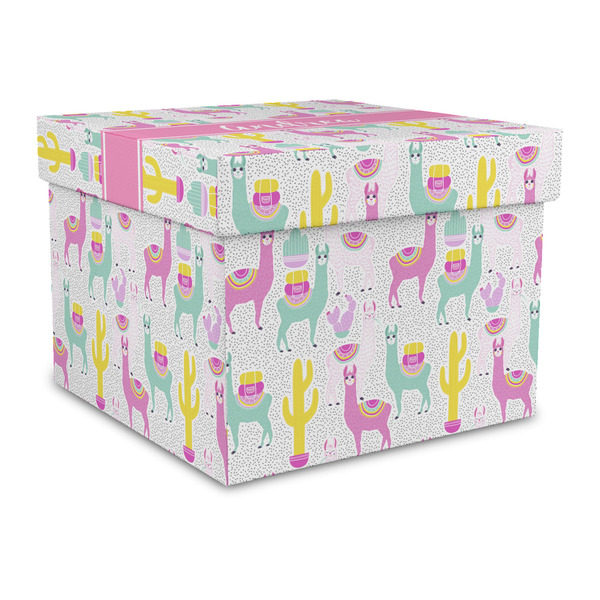 Custom Llamas Gift Box with Lid - Canvas Wrapped - Large (Personalized)
