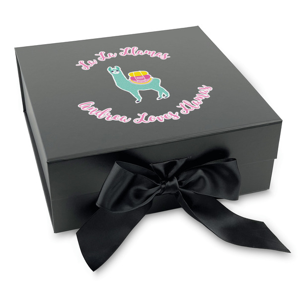 Custom Llamas Gift Box with Magnetic Lid - Black