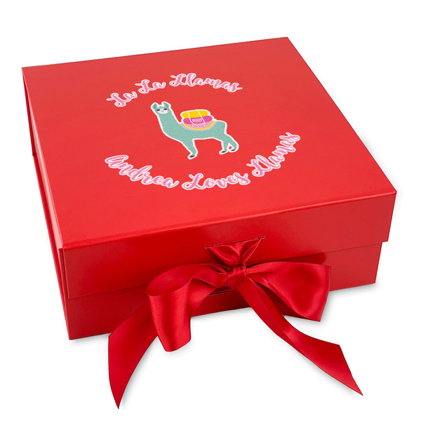 Custom Llamas Gift Box with Magnetic Lid - Red