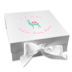 Llamas Gift Box with Magnetic Lid - White