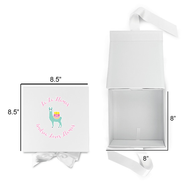 Llamas Gift Boxes with Magnetic Lid - White - Open & Closed