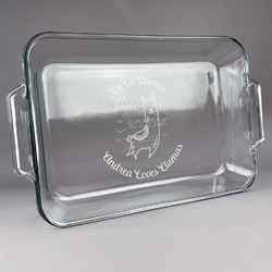 Llamas Glass Baking Dish with Truefit Lid - 13in x 9in (Personalized)