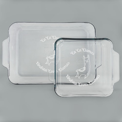 Llamas Set of Glass Baking & Cake Dish - 13in x 9in & 8in x 8in (Personalized)