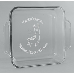 Llamas Glass Cake Dish - 8in x 8in (Personalized)