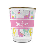 Llamas Glass Shot Glass - 1.5 oz - with Gold Rim - Set of 4 (Personalized)